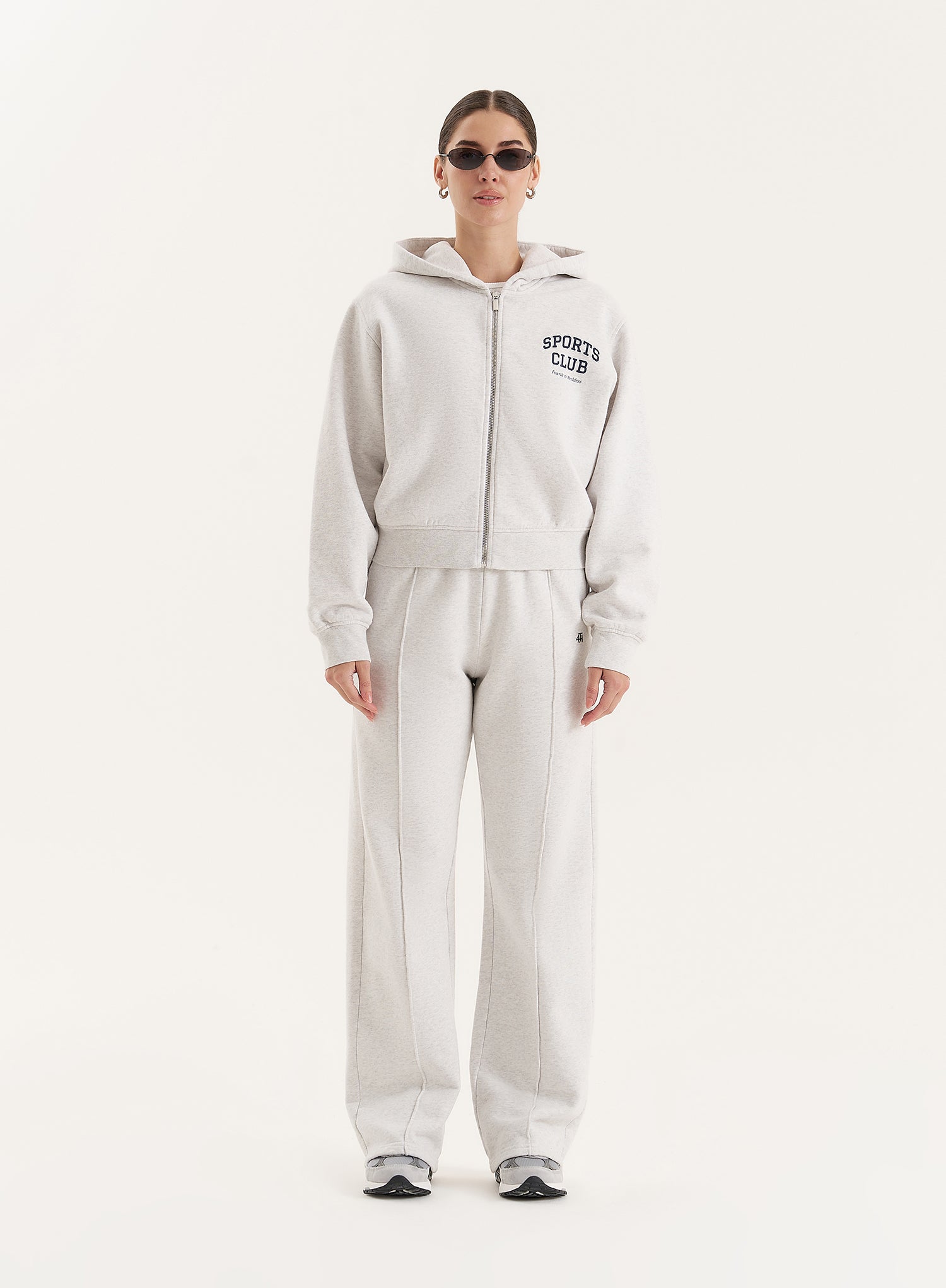 Grey Sports Club Slogan Zip Hoodie